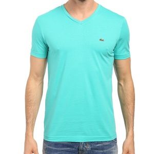 Lacoste Men's Green 6 Pima Jersey V-neck T-shirt
